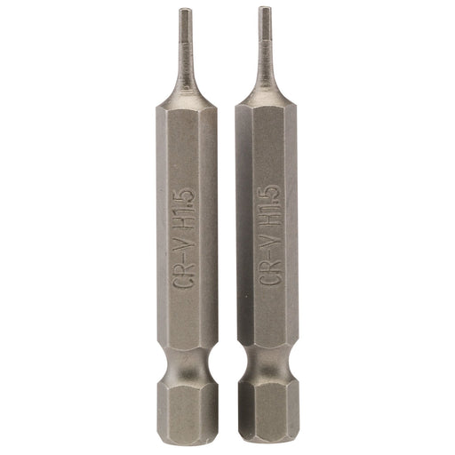 Hexagonal-Insert-Bit,-1.5mm,-1/4"-Hex,-50mm-Long-(Pack-of-2)