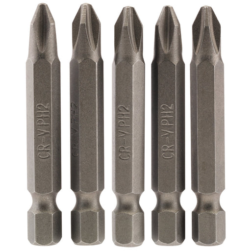 Cross-Slot-Insert-Bit,-1/4"-Hex,-50mm-Long,-No.2-(Pack-of-5)