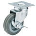 Swivel-Plate-Fixing-Rubber-Castor-with-Brake,-75mm-Diameter,-S.W.L.-70kg
