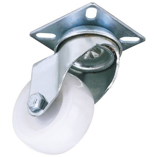 Swivel-Plate-Fixing-Nylon-Wheel,-50mm-Diameter,-S.W.L.-50kg
