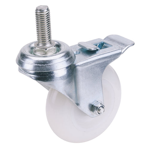 Swivel-Bolt-Fixing-Nylon-Wheel-with-Brake,-75mm-Diameter,-S.W.L.-70kg
