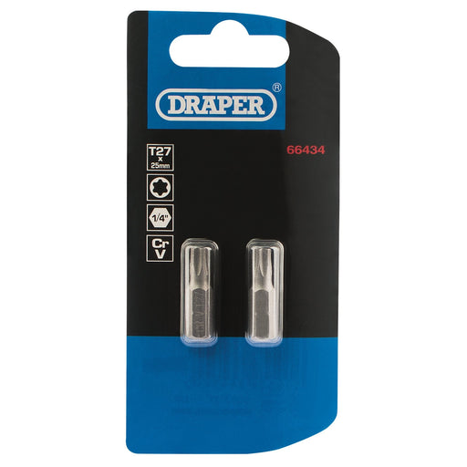 Draper-TX-STARÂ®-Insert-Bit,-1/4"-Hex,-25mm-Long,-T27-(Pack-of-2)