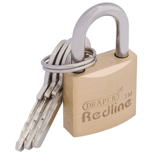 Draper-RedlineÂ®-Brass-Cylinder-Padlock,-20mm
