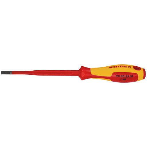 KNIPEX-98-20-55-SL-VDE-Insulated-Slotted-Screwdriver,-5.5-x-100mm---Slim