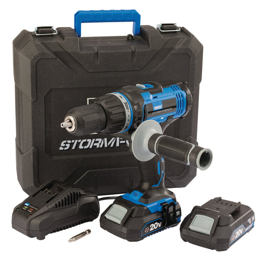 Draper-Storm-Force®-20V-Combi-Drill,-2-x-2.0Ah-Batteries,-1-x-Charger
