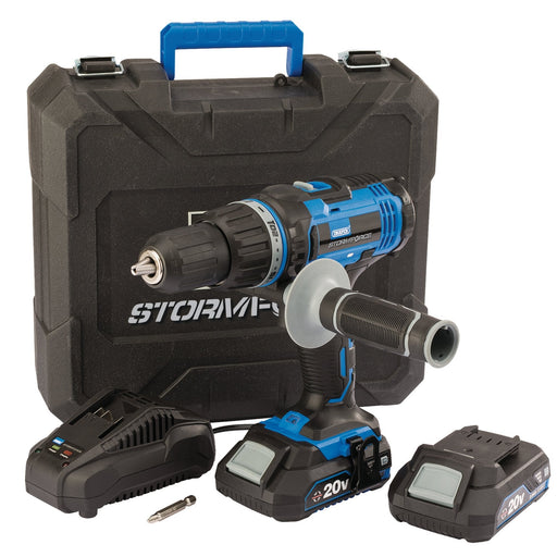 Draper-Storm-ForceÂ®-20V-Combi-Drill,-2-x-2.0Ah-Batteries,-1-x-Charger