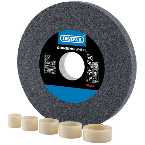 Aluminium-Oxide-Bench-Grinding-Wheel,-150-x-20mm,-60-Grit